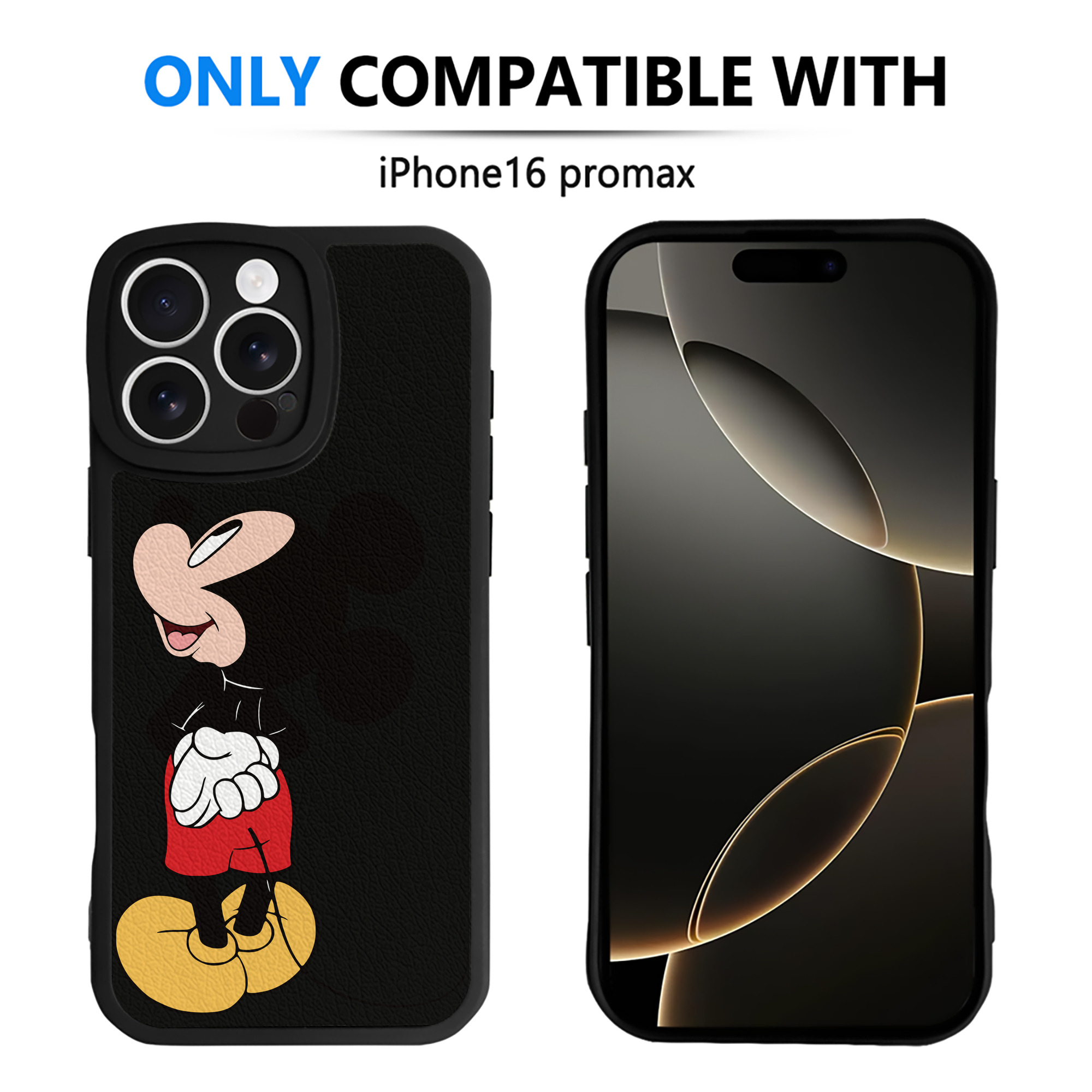 （画像用） ミッキーマウス Mickey Mouse 【iPhone 16シリーズ対応】シリコンスマホケース（レザー調） 材質：シリコン